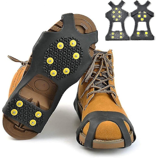10-stud Universal Ice No Slip Snow Shoe Spikes Grips Cleats - S
