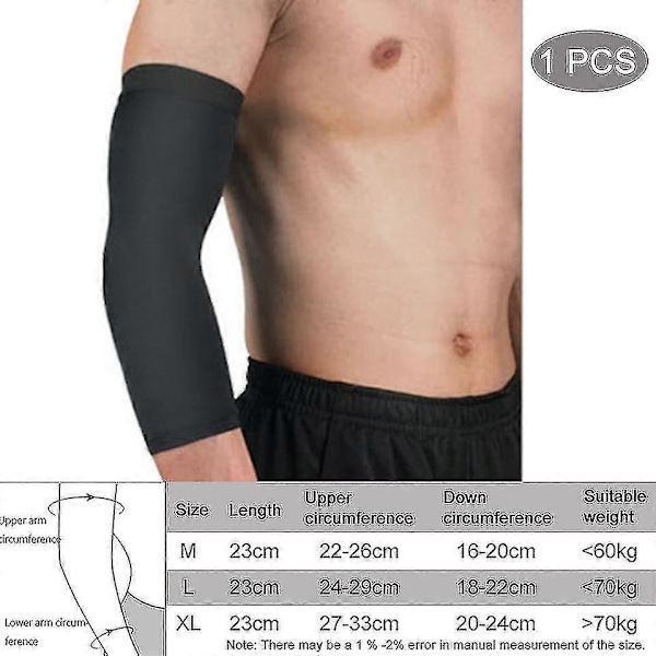Andningsbara, snabbtorkande, UV-resistenta löparärmar, basketarmbågsskydd, träningsarmbågsskydd HY D Black XL