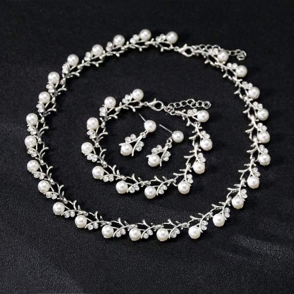 Pearl necklace set, alloy with diamond studded necklace,