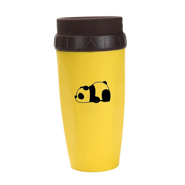 Bärbar Coverless Twist-mugg med isolerad kaffekopp i rostfritt stål panda yellow