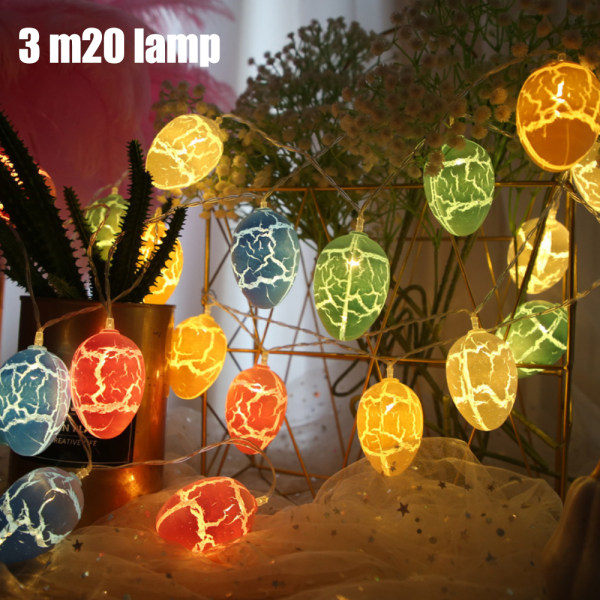 Påskägg Ljusslinga Fairy Sprucket Ägg Lampa Party för Hemmet