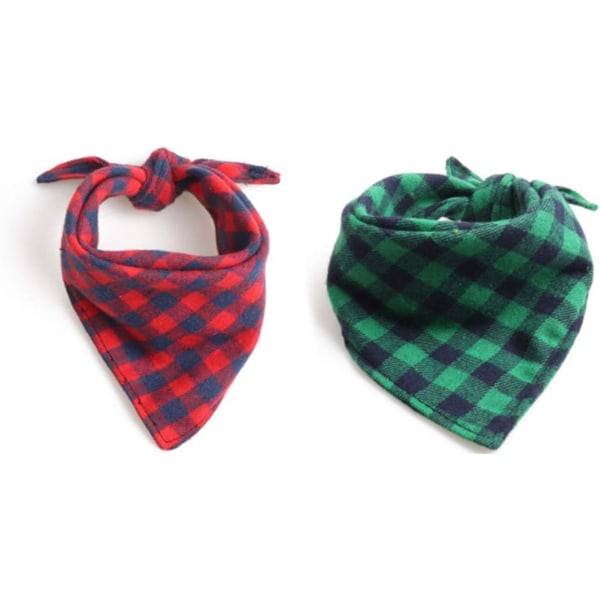 2 stk Tartan Hundebandana, Rutete Hundebandana, Tartan Hundebandana Hundetørkle, Trekant, Justerbar For, Små Og Mellomstore Hunder, Hundebursdagsgave, Bandana