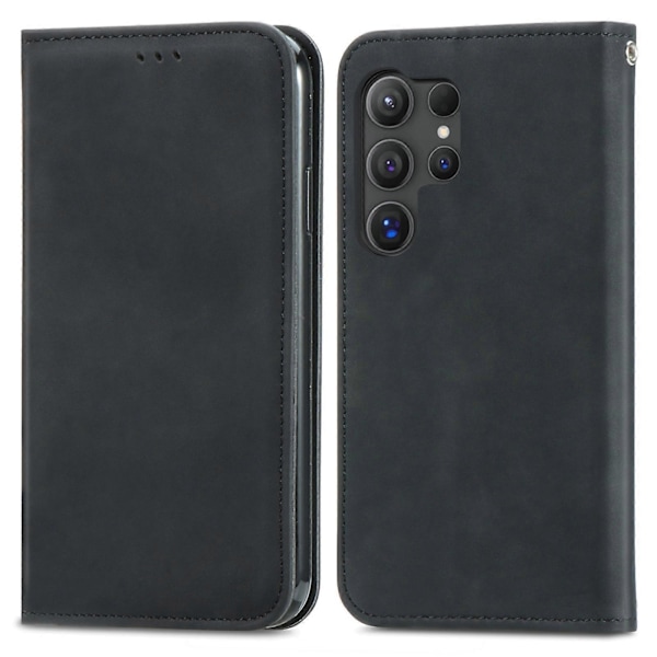 Retro Magnetiskt Läder Skal med Hudkänsla Black For Samsung Galaxy S25 Ultra 5G