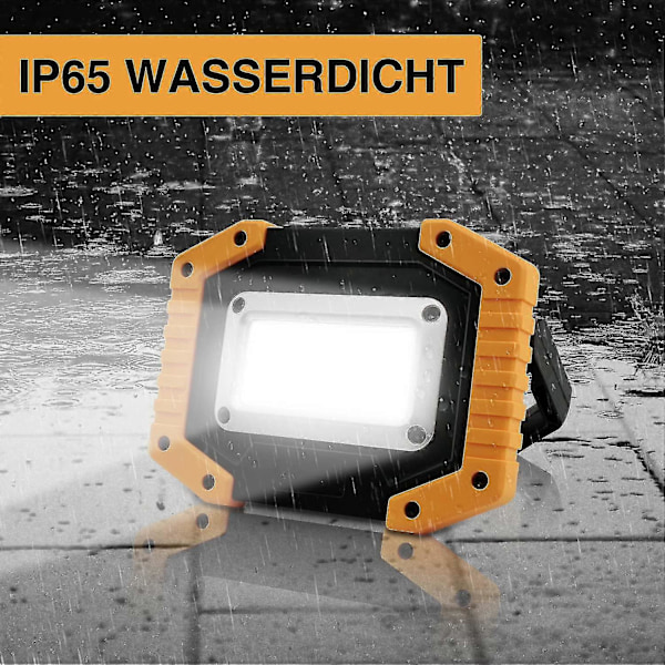 LED Bygglampe Batteri, Campinglampe Bærbar, 2xCOB 30W 1500lm LED Arbeidslampe USB For Garasje Camping Fiske Nødsituasjon Byggeplasser, 3 Lysmoduser (1 Stk) [en