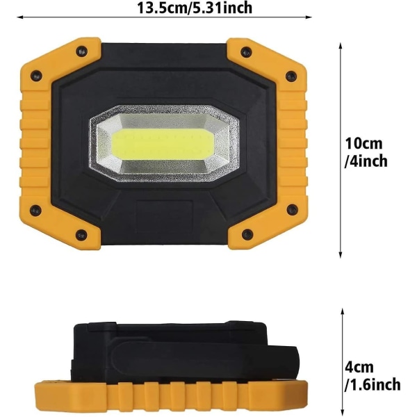 LED Genopladelig 30W 2000 LM T-SUN Projektør Byggeplads Lys Arbejdslampe med 3 Tilstande Bærbar Lanterne LED Projektør USB til Camping, Byggeplads, Garage