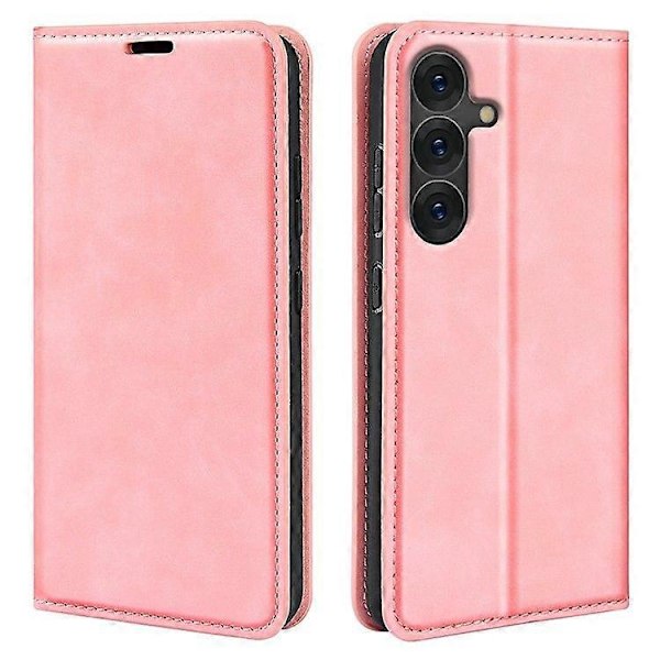 Telefoncover til Samsung Galaxy S25, Læder Wallet Cover med Hud-Touch Pink
