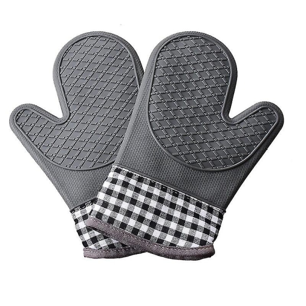 Gloves Heat Resistant Silicone Shell Kitchen 500 Degree Water Resistant, 2 Piece Oven Gloves With Cotton Liner For Bbq Cooking Set Baking Grill