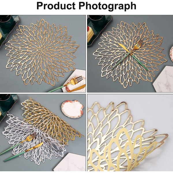 4 stk. runde bordskånere, PVC bordskånere, vaskbare bordskånere, varmebestandige og skridsikre til køkken, fest (guld)