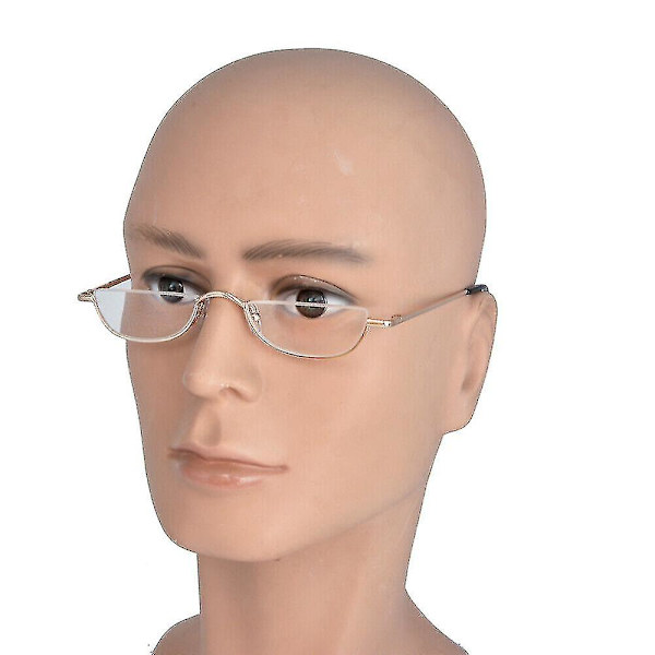 Läsglasögon Metall Fjädergångjärn Halvmåne Semi Rimless Läsare 1.0~4.0 Red 4.00 strength
