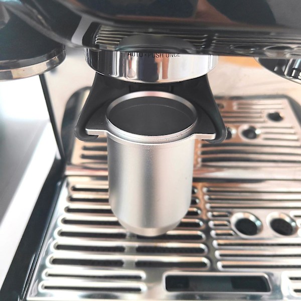 54mm to-ørs kaffedoseringskopp, praktisk aluminiumsbarista espressopulverplukker for kaffebar, svart