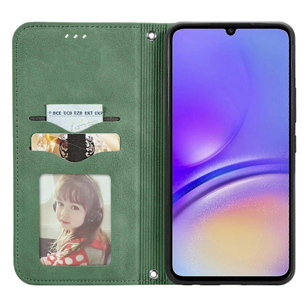 Retro Magnetiskt Läder Skal med Hudkänsla Green For Samsung Galaxy A06