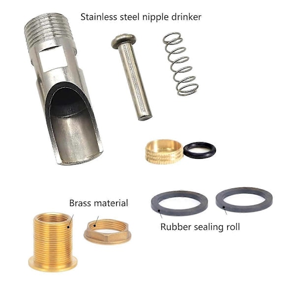 5 st Pig Nipple Waterer för Barrel Kit Automatisk Pig Nipple Dricker Hog Dricker Matare med Mässing