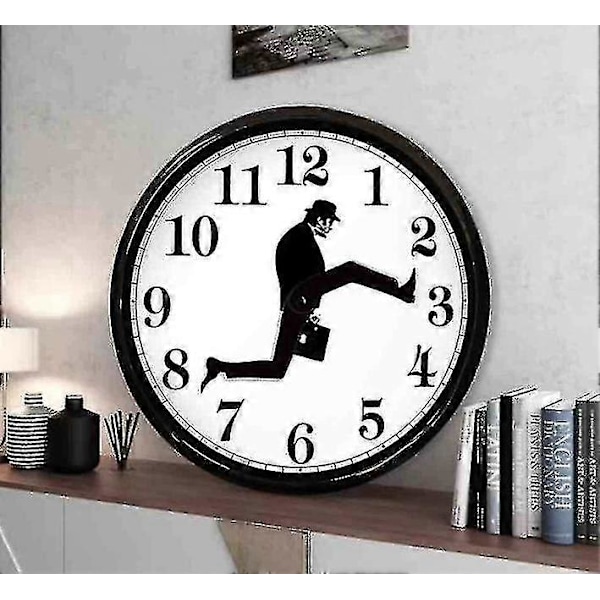 Inspirerad Silly Walk Väggklocka Kreativ Tyst Mute Klocka Väggkonst black