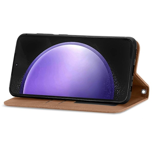 Retro Magnetiskt Läder Skal med Hudkänsla Brown For Samsung Galaxy S23 FE 5G