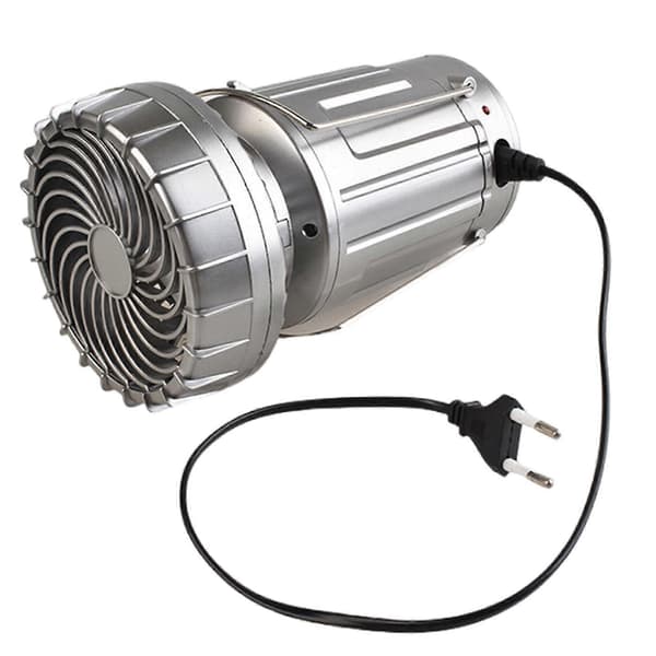 Solcelleopladelig med ventilator LED teltlampe lommelygte campinglanterne lys Ft Silver