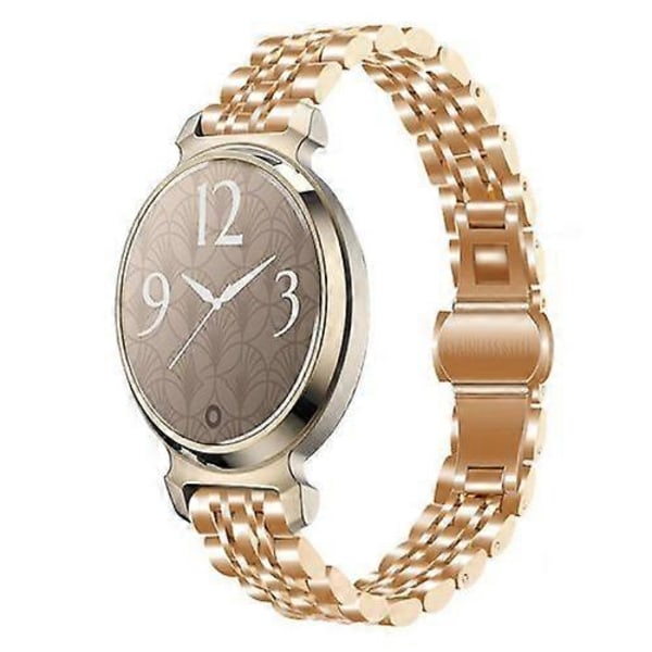 Garmin Lily 2 -kelloon sopiva seitsenhelminen 14 mm ruostumattomasta teräksestä valmistettu ranneke Rose Gold