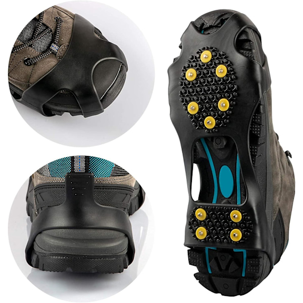 Halkskyddande Stretch Snö- och Isgrepp 10-dubbs Spikar Över Sko Dragbroddar Stegjärn Gummi Slip-on