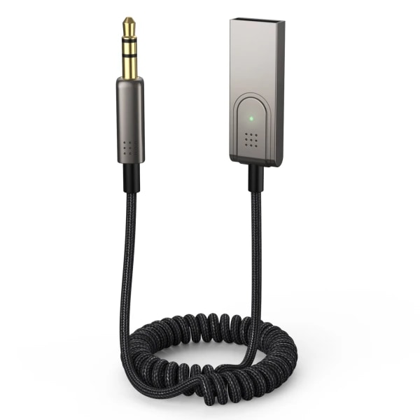INF Bluetooth-Aux-kabel for bil/Aux Bluetooth-adapter for bil Grå