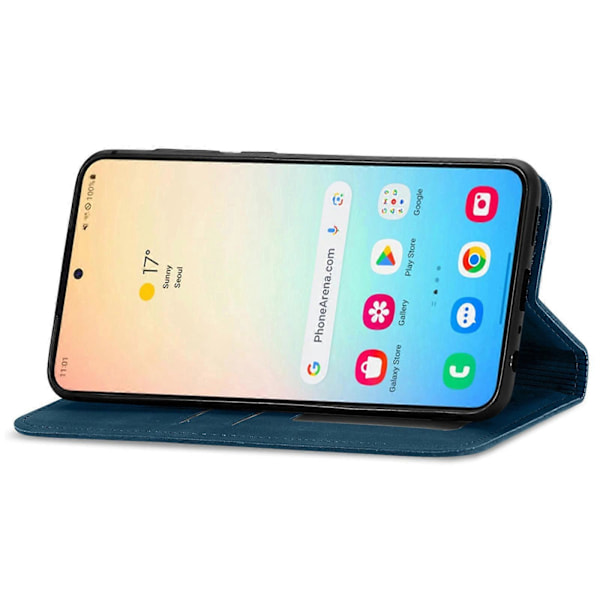 Retro Magnetiskt Läder Skal med Hudkänsla Blue For Samsung Galaxy S25 5G