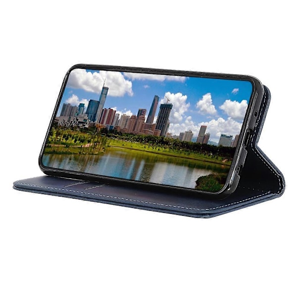Til Motorola Edge 50 Neo 5G Etui Split Læder Flip Wallet Telefon Cover - Blå Blue