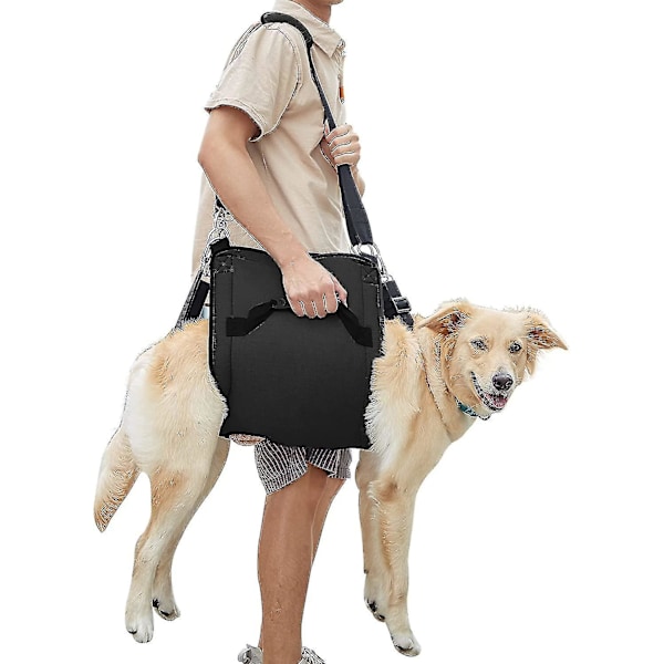 Hundbärsele, Nödryggsäck för husdjur med benstöd & Rehabilitering Hund (svart) Lyftharness för kloklippning, Hundtransportör M
