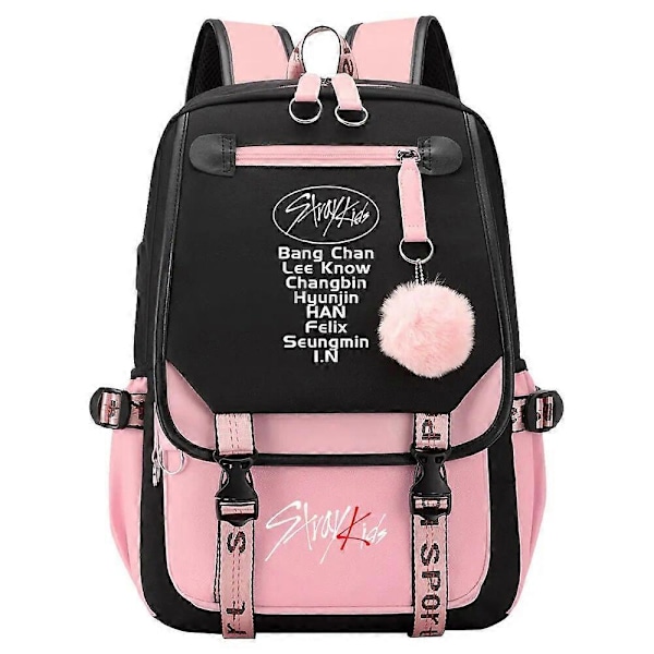 Uudet Stray Kids -tyttöjen ja -poikien USB-reput Anime-koulukirjalaukut Teini-ikäisten kangasreppu Naisten reput 11