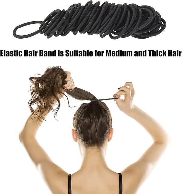 100 stk. 2 mm tykke elastiske hårbånd, elastikker, hestehaleholdere, hårbånd i bulk (sort)
