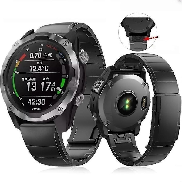 Titanium Alloy Rem Til Garmin Fenix 8 AMOLED 47mm Black
