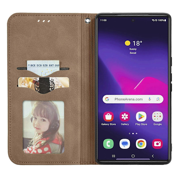 Retro Magnetiskt Läder Skal med Hudkänsla Brown For Samsung Galaxy S25 Ultra 5G
