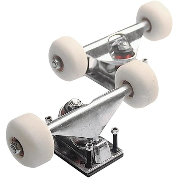 2 sæt skateboardhjul, aluminiumslegering, skateboardtrucks, gummi, firehjulede longboarddele, cruiser, sølv