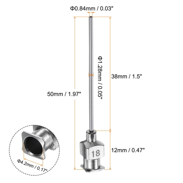 12 18-gauge dispenseringsnålar i rostfritt stål