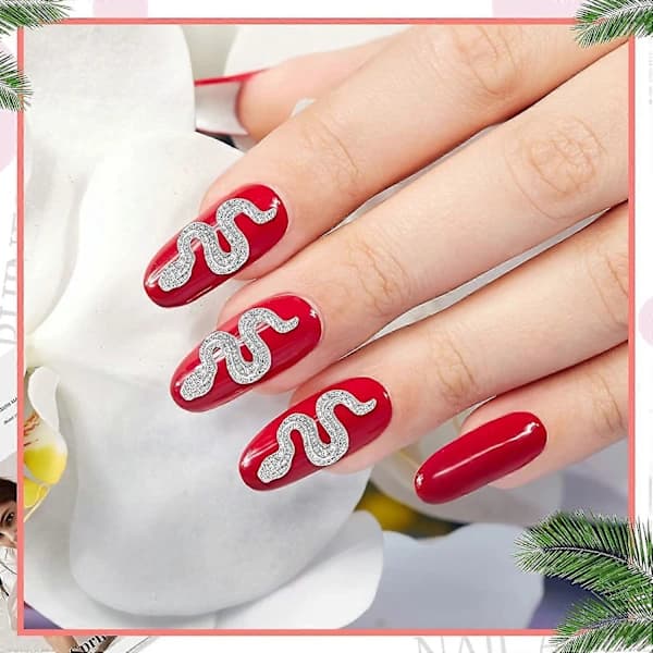 3D Orm Nagelpynt Legering Orm Bølge Krystall Rhinestone Nageldekorasjon DIY, TH