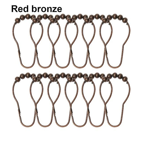 12 stk Rustfrie Gardinringer, Glider Glatt Dusjhekteringer For Bad Dusjstenger Gardiner - Red Bronze
