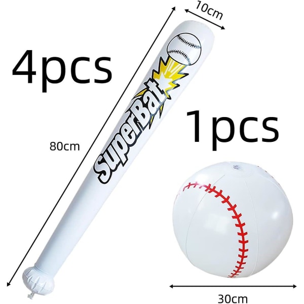 Oppblåsbar Baseball Bat, Strandball Baseball*5pcs, Pvc Oppblåsbar Baseball Play