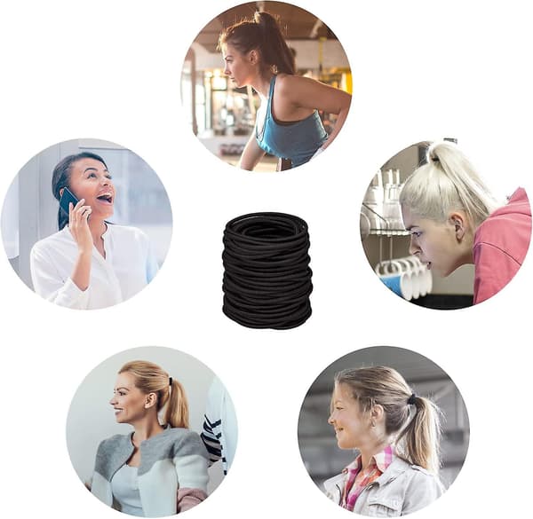 100 stk. 2 mm tykke elastiske hårbånd, elastikker, hestehaleholdere, hårbånd i bulk (sort)