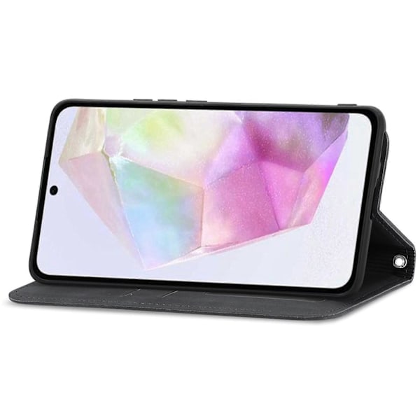 Retro Magnetiskt Läder Skal med Hudkänsla Black For Samsung Galaxy A35 5G