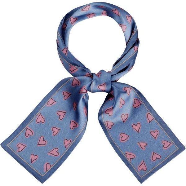 Silkkiset kapeat huivit nauha sydänkuvio pitkä hiuspanta käsilaukun koriste Blue