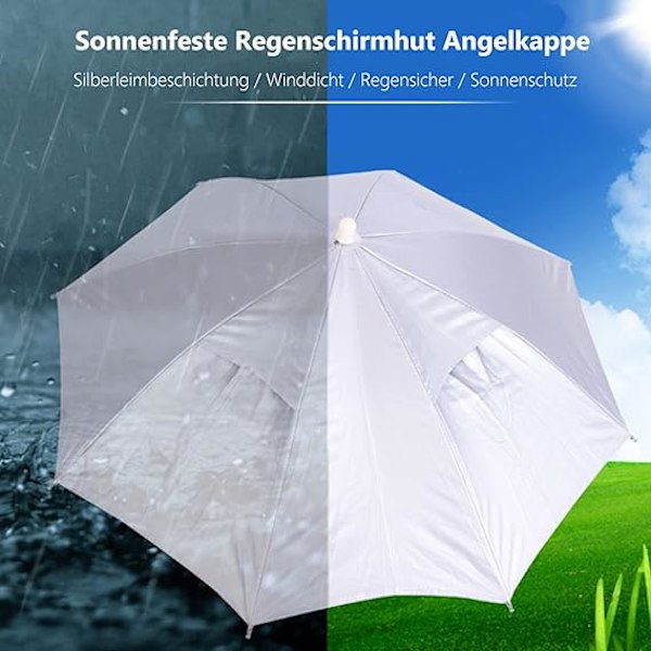 Fiske Paraplyhat, Udendørs Håndfri Paraply Fiskehat Foldbar Sol Regn Vandtæt UV Beskyttelse Hovedbeklædning Paraply