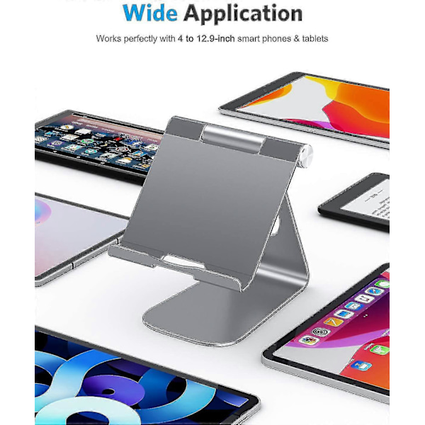 Justerbart nettbrettstativ, iPad-stativ, skrivebordsstativ i aluminium JKW Grey