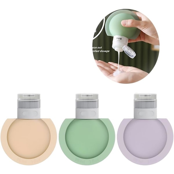 Bärbara reseflaskor med bred öppning, påfyllningsbara silikonflaskor för resor, flytande behållare för resor, bred öppning 3pcs 60ml