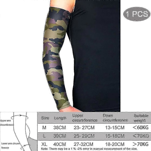 Andningsbara, snabbtorkande, UV-resistenta löparärmar, basketarmbågsskydd, träningsarmbågsskydd HY A Camouflage M