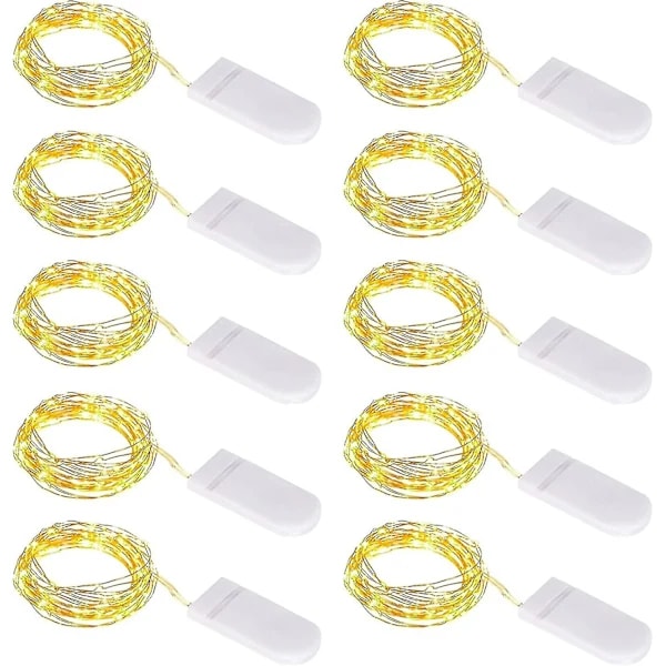 10 st LED Ljusslinga Batteri, Ljusslinga Liten Med Batteri, 1m 10 Micro