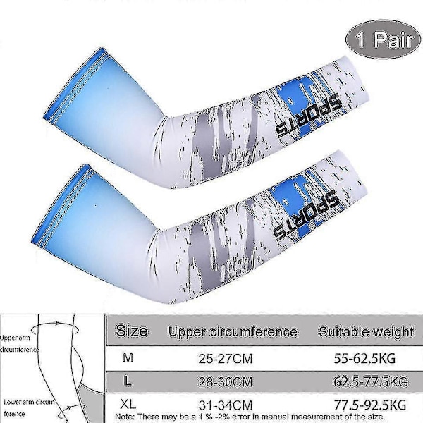 Andningsbara, snabbtorkande, UV-resistenta löparärmar, basketarmbågsskydd, träningsarmbågsskydd HY C Blue L
