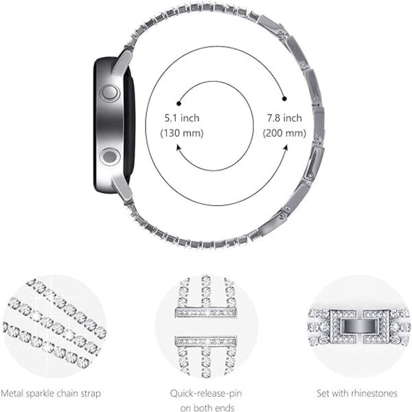 Yhteensopiva Samsung Galaxy Watch 4 rannekkeen kanssa 40 mm 44 mm, 20 mm