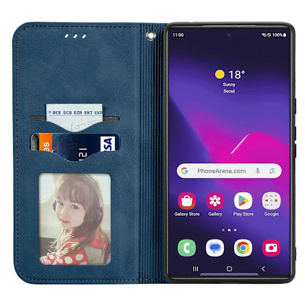 Retro Magnetiskt Läder Skal med Hudkänsla Blue For Samsung Galaxy S25 Ultra 5G