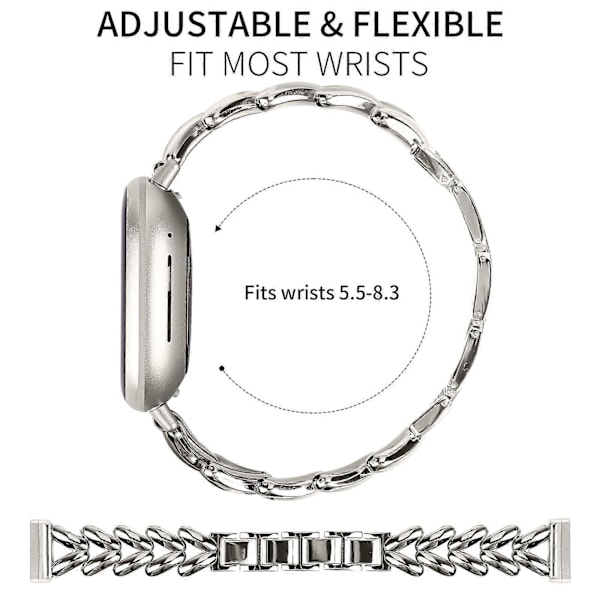 Klockarmband i zinklegering för Fitbit Versa 4/ Sense 2 Vridet metallarmband Ersättning Starlight