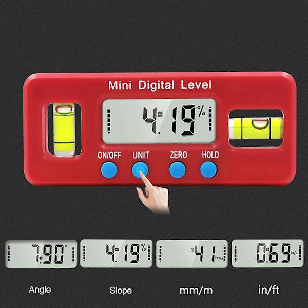 Kestävä kaltevuusmittari kulman löytäjä korkea tarkkuus LCD digitaalinen näyttö vatupassi mittaustyökalu tuotteen kulmille