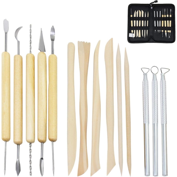 14 Pieces Sculpting Tools Clay Tools for Pottery Modeling DIY Ceramic Crafts with Storage Bag