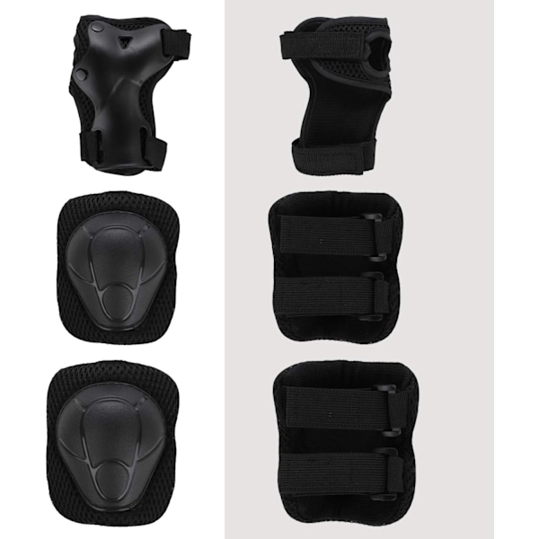 Skate-skydd för barn 6 st Justerbara knäskydd armbågsskydd handledsskydd skyddsutrustning set för cykling rullskridskoåkning sparkcykel Black