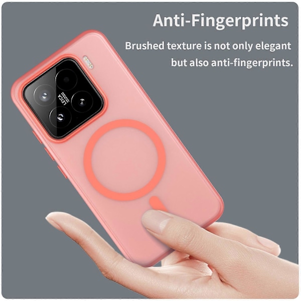 Til Xiaomi 15 Cover Kompatibel med MagSafe TPU PC Slankt Mat Gennemskinneligt Telefon Cover - Rød Red